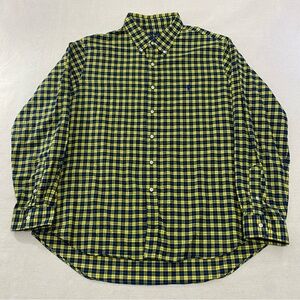 Ralph Lauren Men’s Button Down Long Sleeve Shirt Blue And Yellow Plaid Size XXL